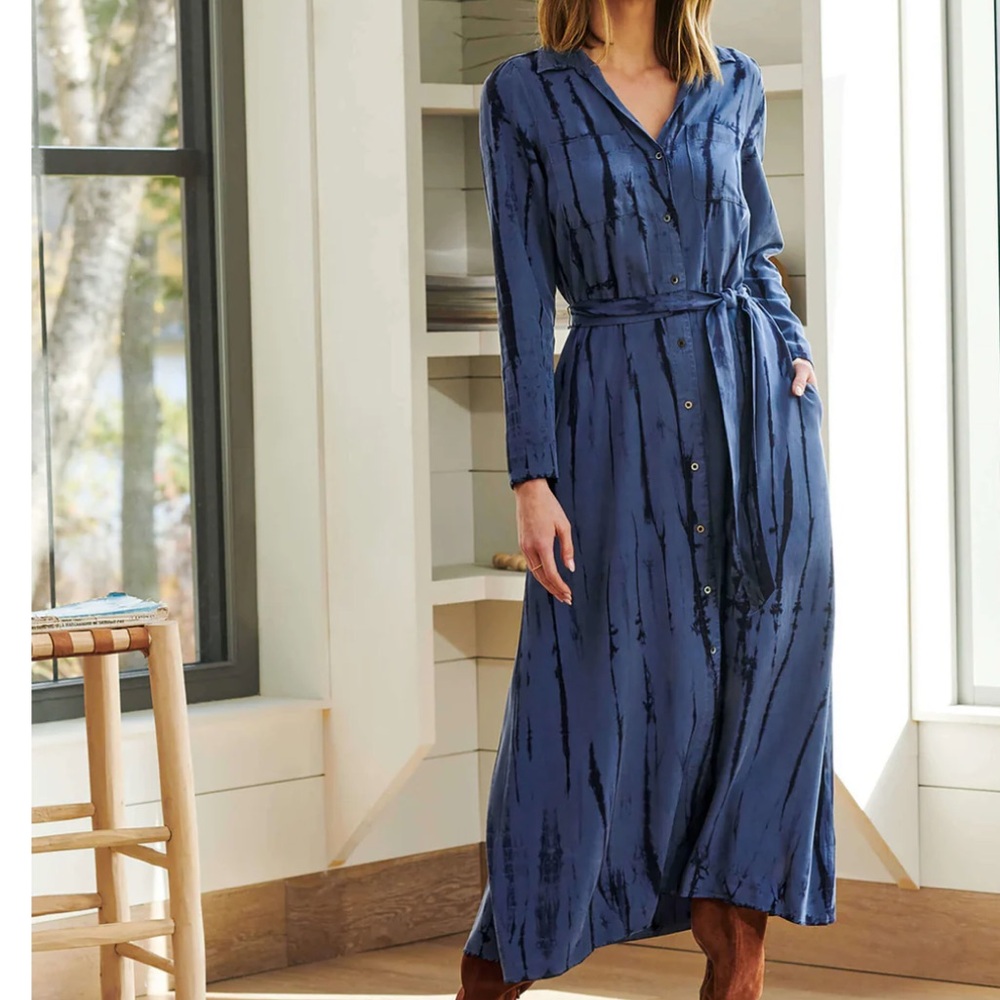 Hatley Blue Tie-Dye Women's Maxi Shirtdress Dress